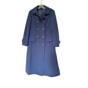 Alligator navy blue Peacoat women’s vintage 70s coat gold buttons M Rain resista